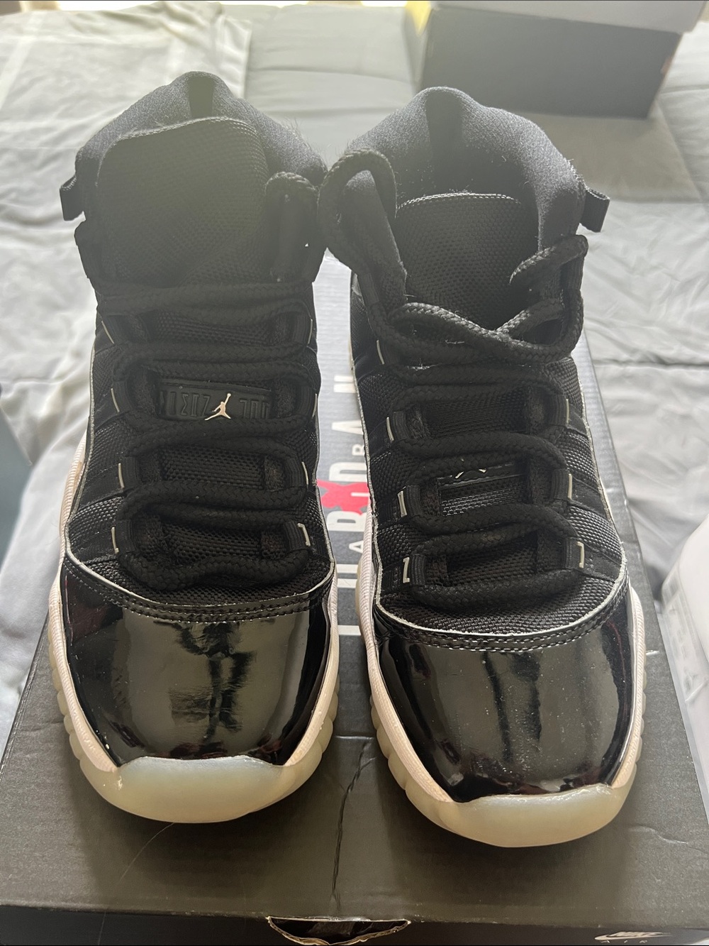 Jordan Kids Black Patent Leather High-Top Basketball Sneakers